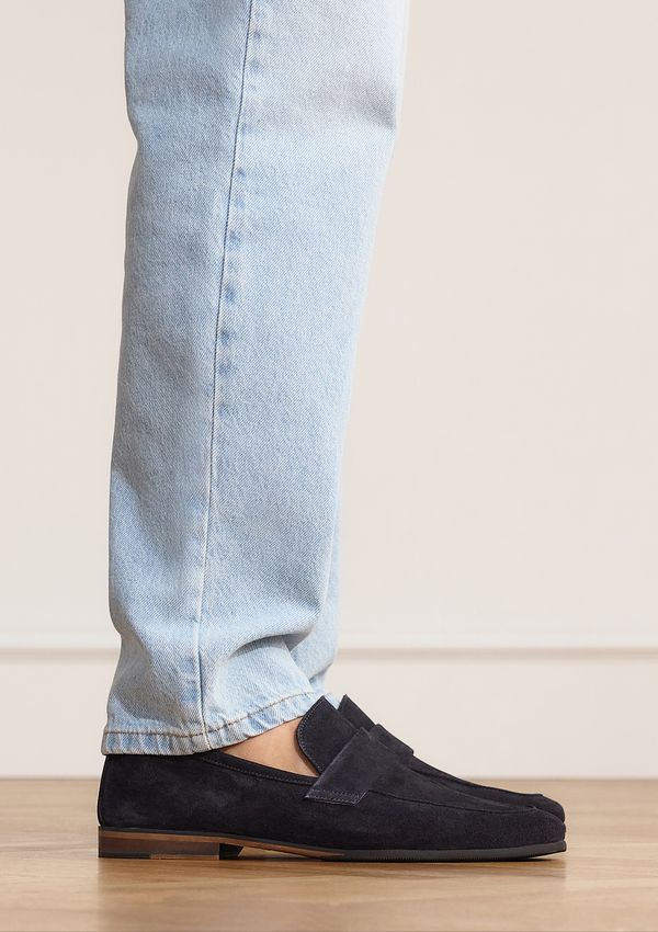 Blaue Veloursleder-Loafer