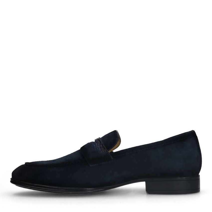 Blauwe suède loafers