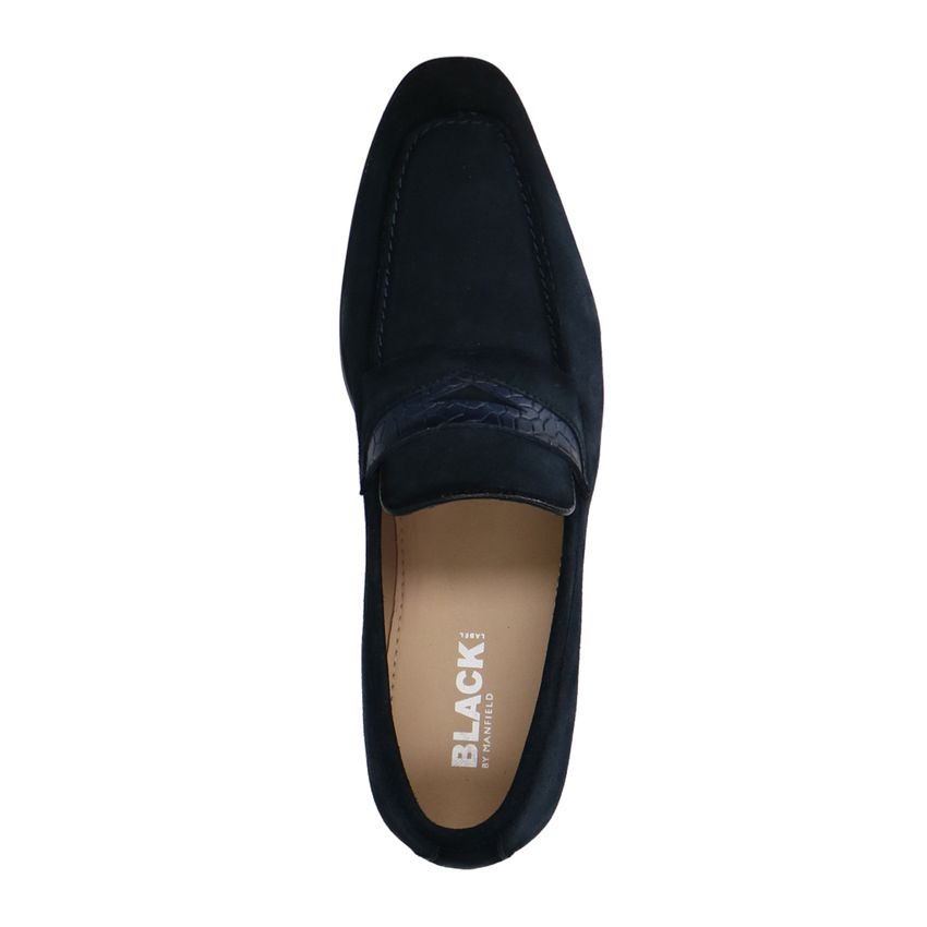 Blauwe suède loafers