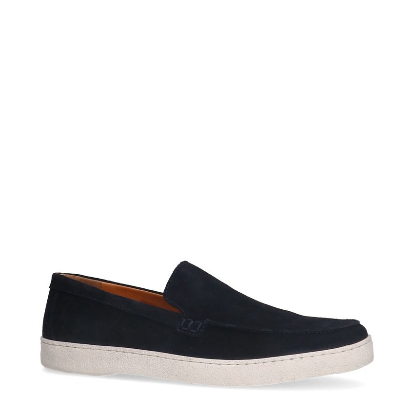 Donkerblauwe suède loafers