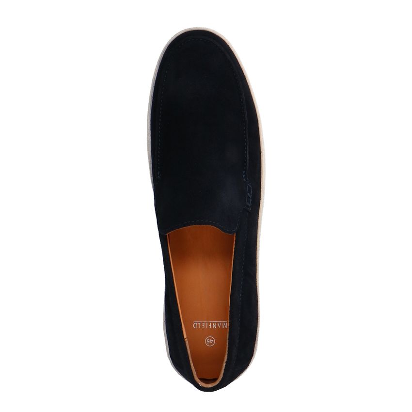 Donkerblauwe suède loafers