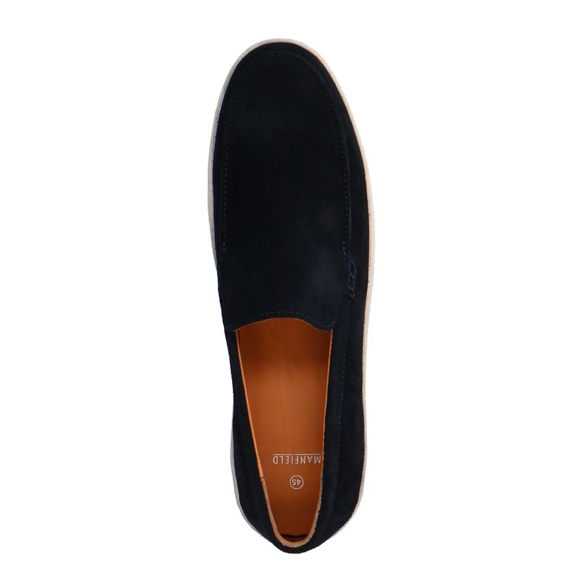 Marineblaue Veloursleder-Loafer