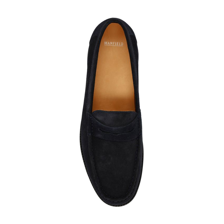 Navy suède loafers