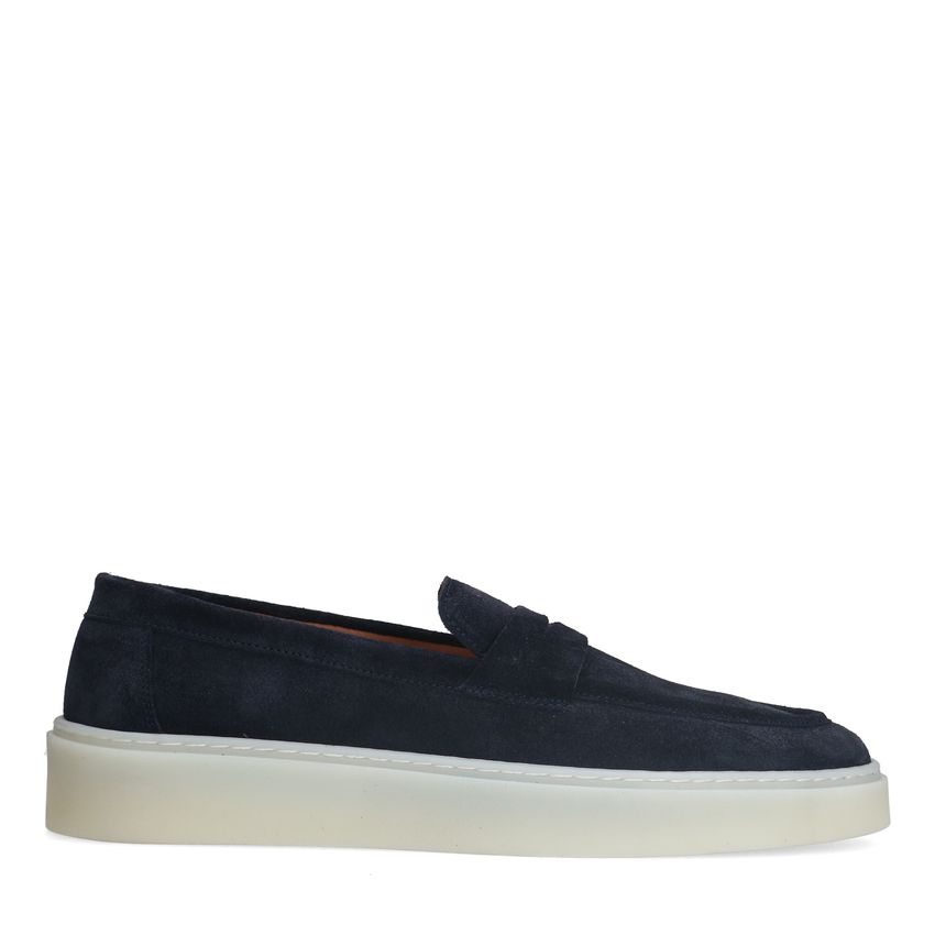 Donkerblauwe suède loafers