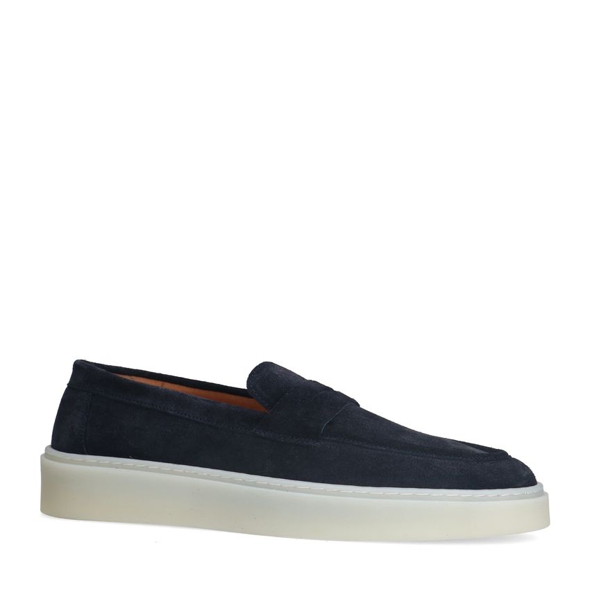 Donkerblauwe suède loafers