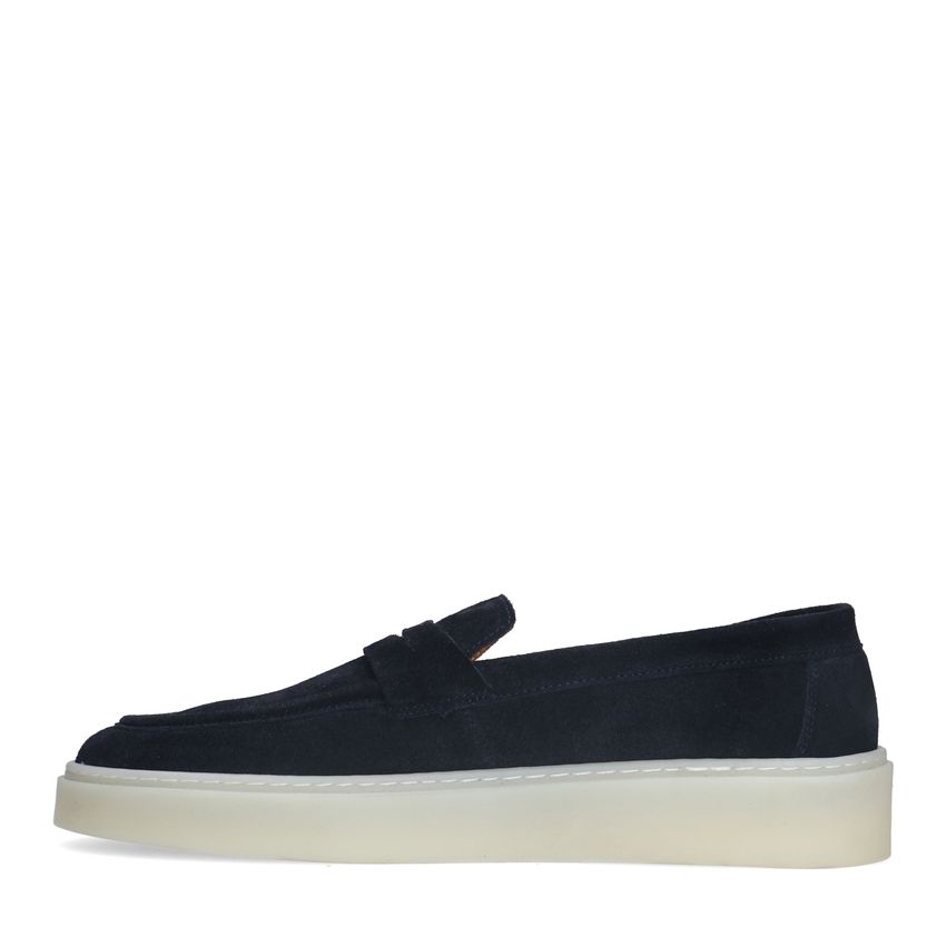 Donkerblauwe suède loafers