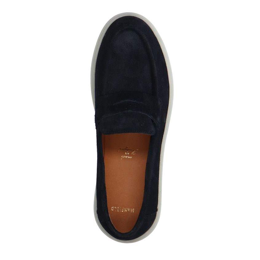 Donkerblauwe suède loafers