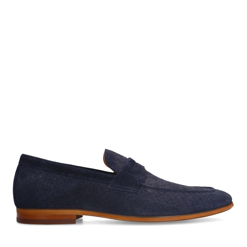 Donkerblauwe suède loafers
