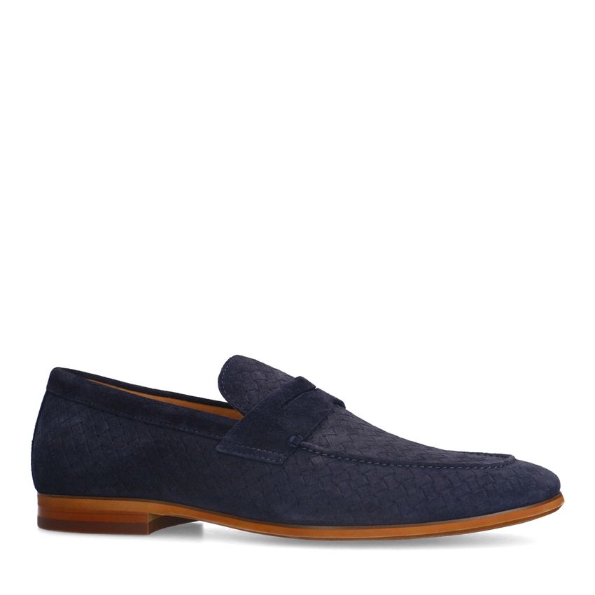 Donkerblauwe suède loafers
