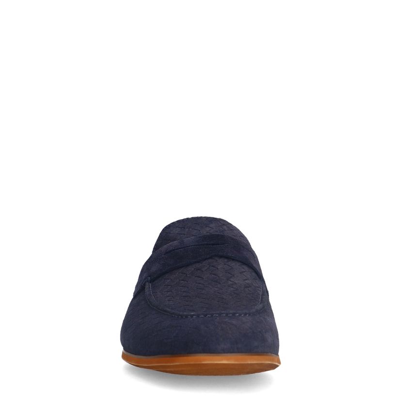 Donkerblauwe suède loafers