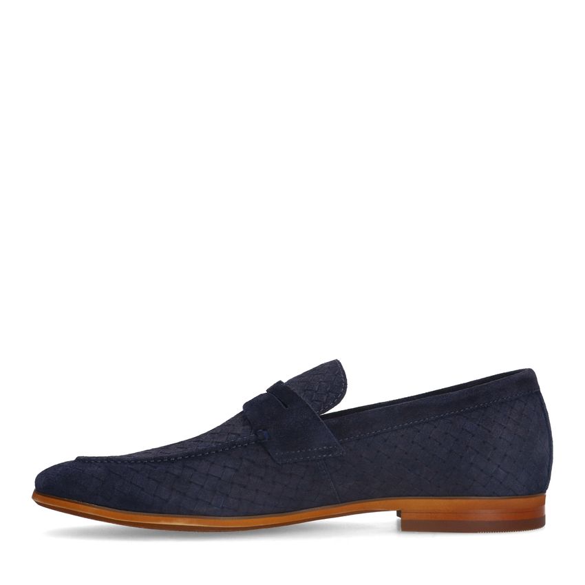 Donkerblauwe suède loafers