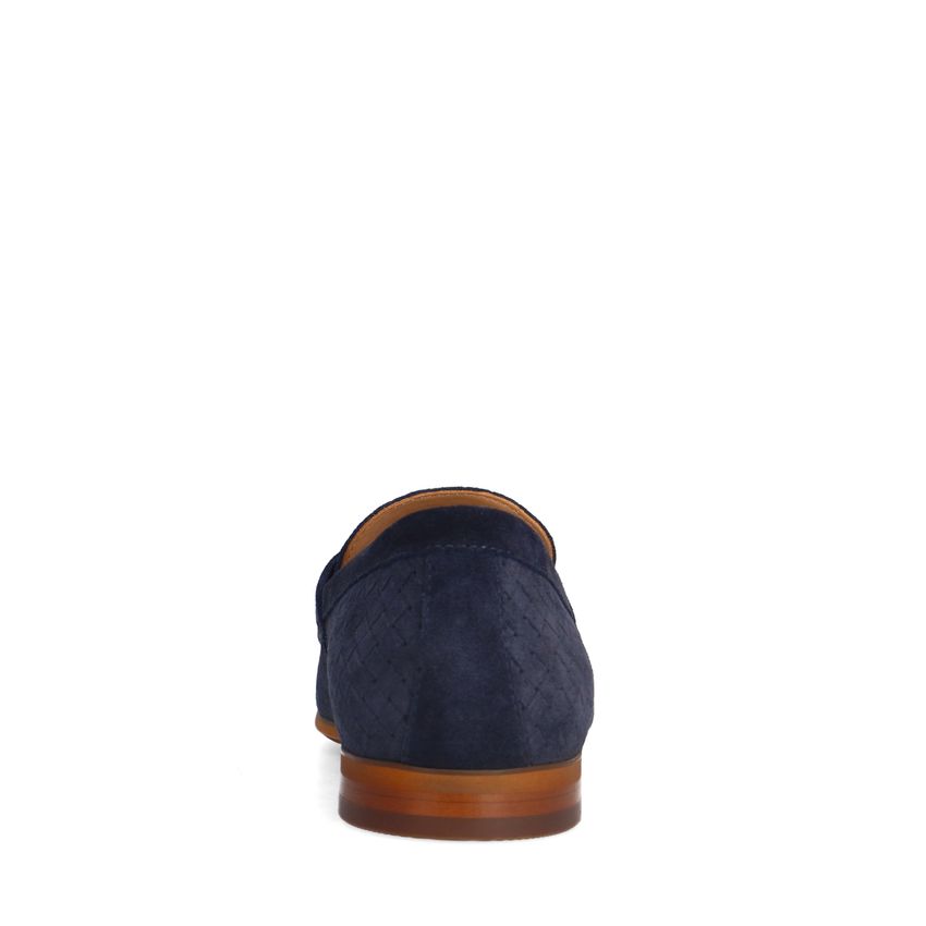 Donkerblauwe suède loafers
