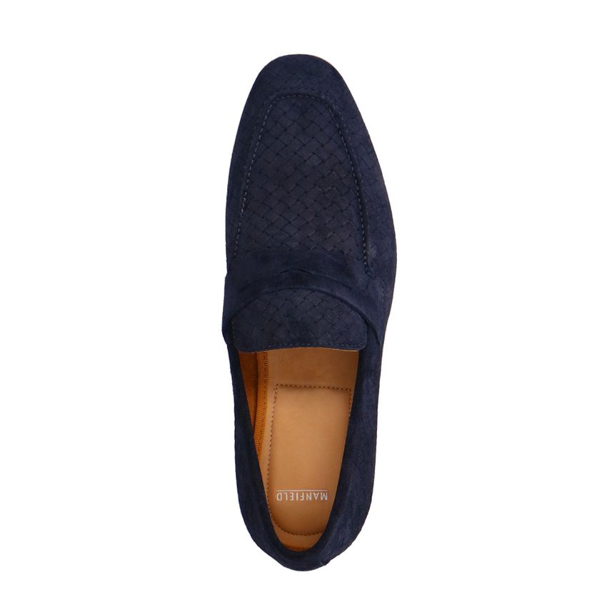 Donkerblauwe suède loafers