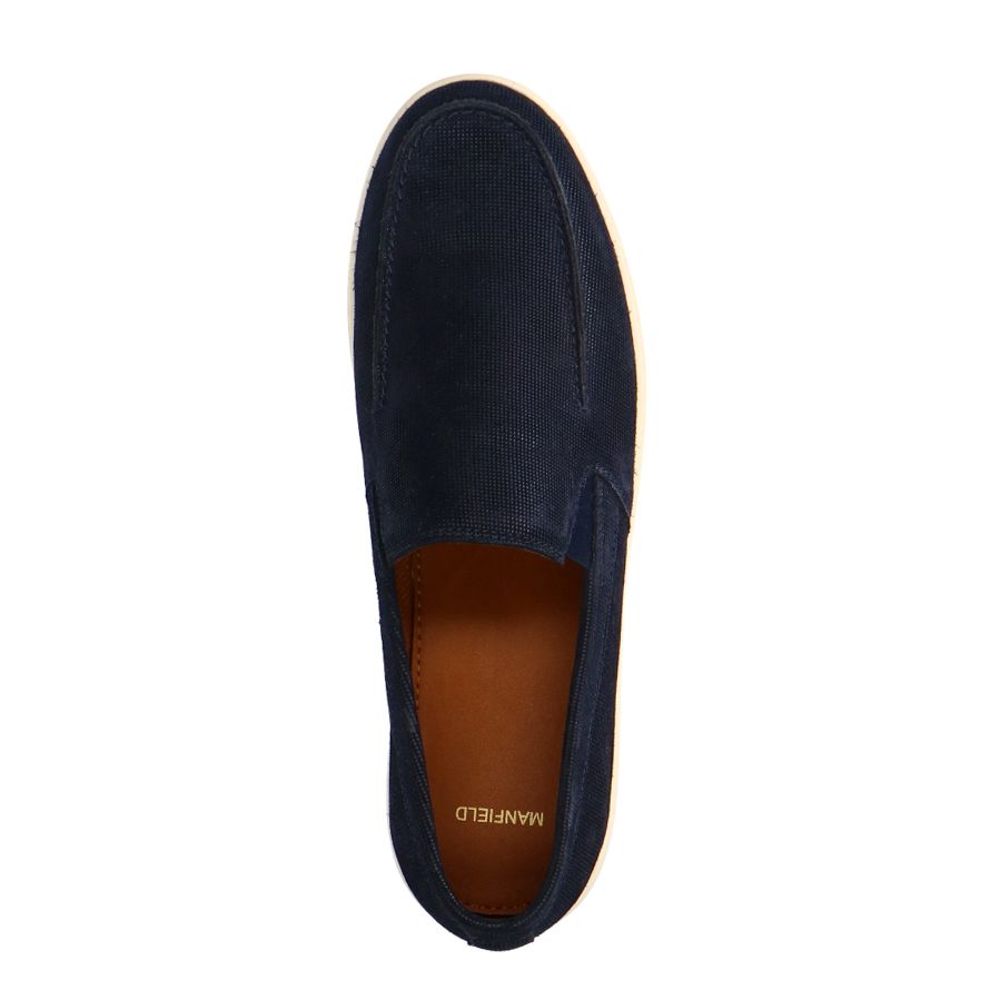 Donkerblauwe suède loafers