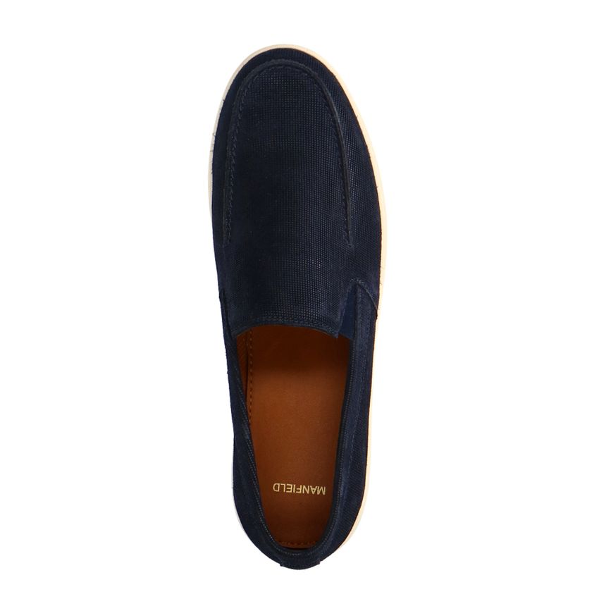 Donkerblauwe suède loafers