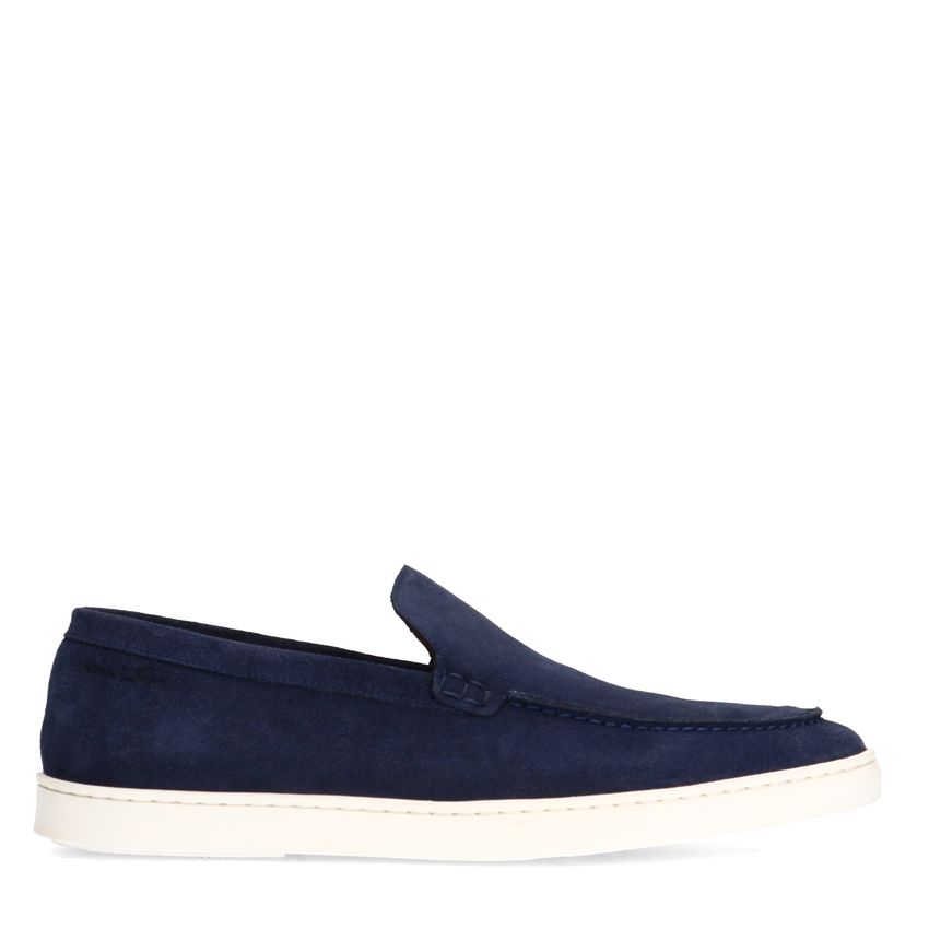 Donkerblauwe suède loafers