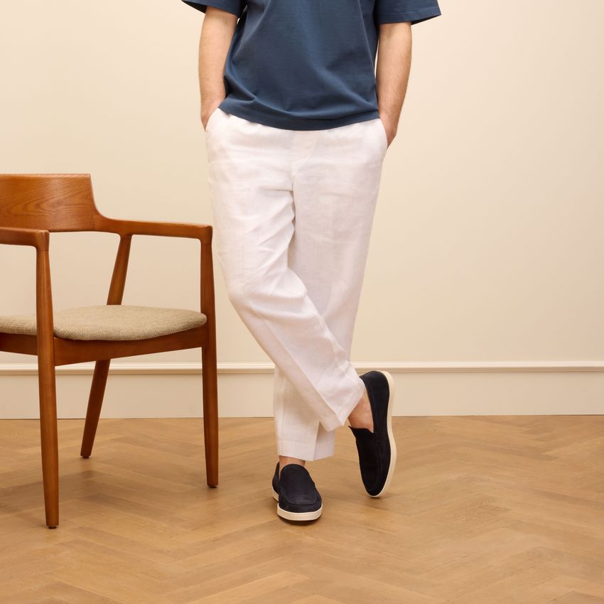 Donkerblauwe suède loafers