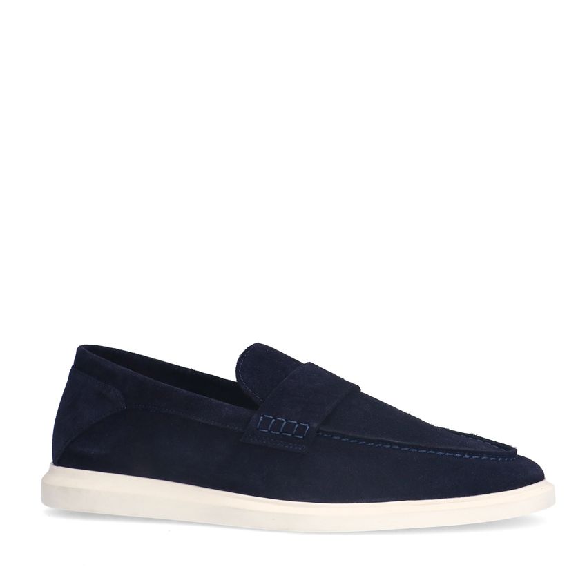 Donkerblauwe suède loafers
