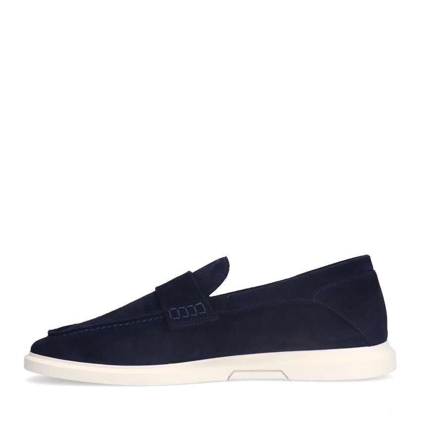Donkerblauwe suède loafers