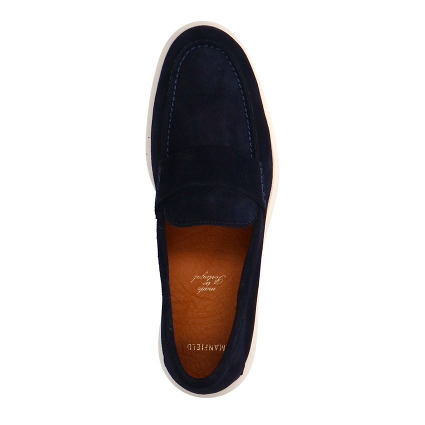 Donkerblauwe suède loafers