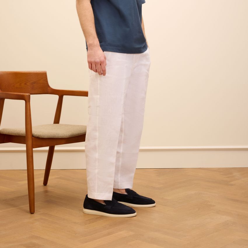 Donkerblauwe suède loafers