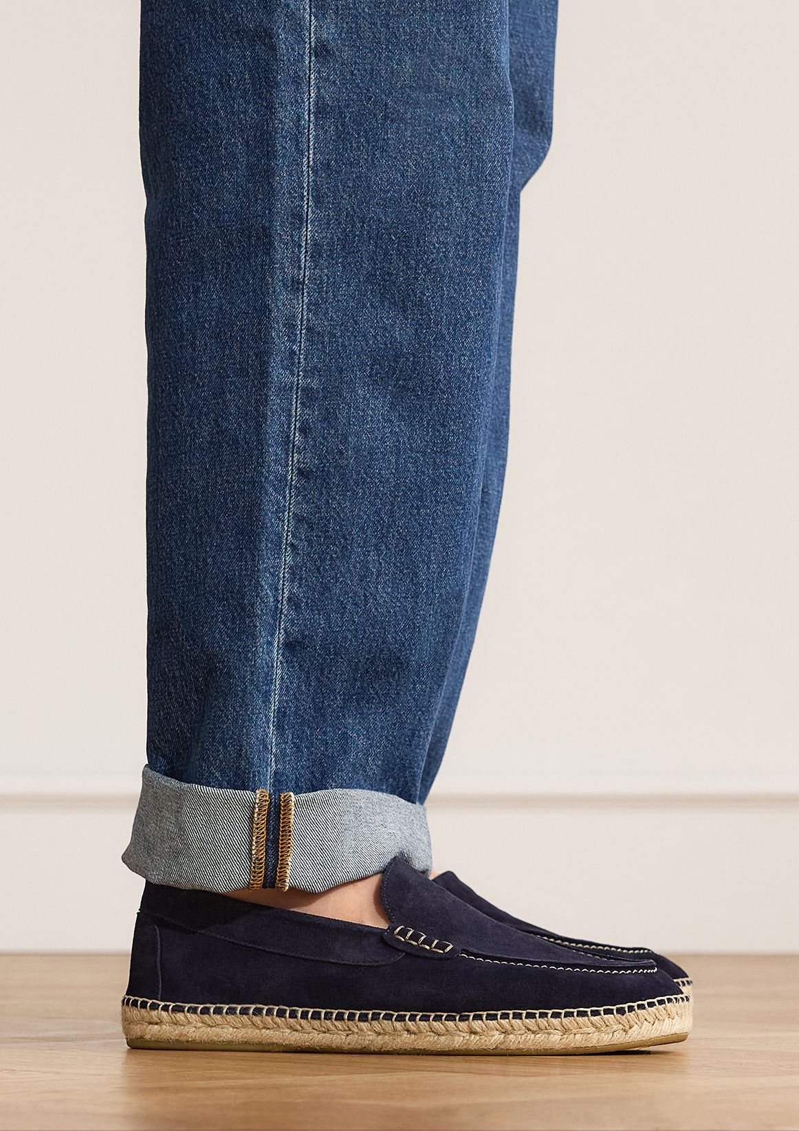 Marineblaue Espadrilles aus Veloursleder