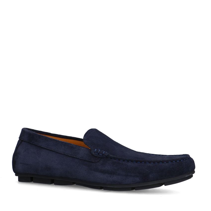 Donkerblauwe suède loafer