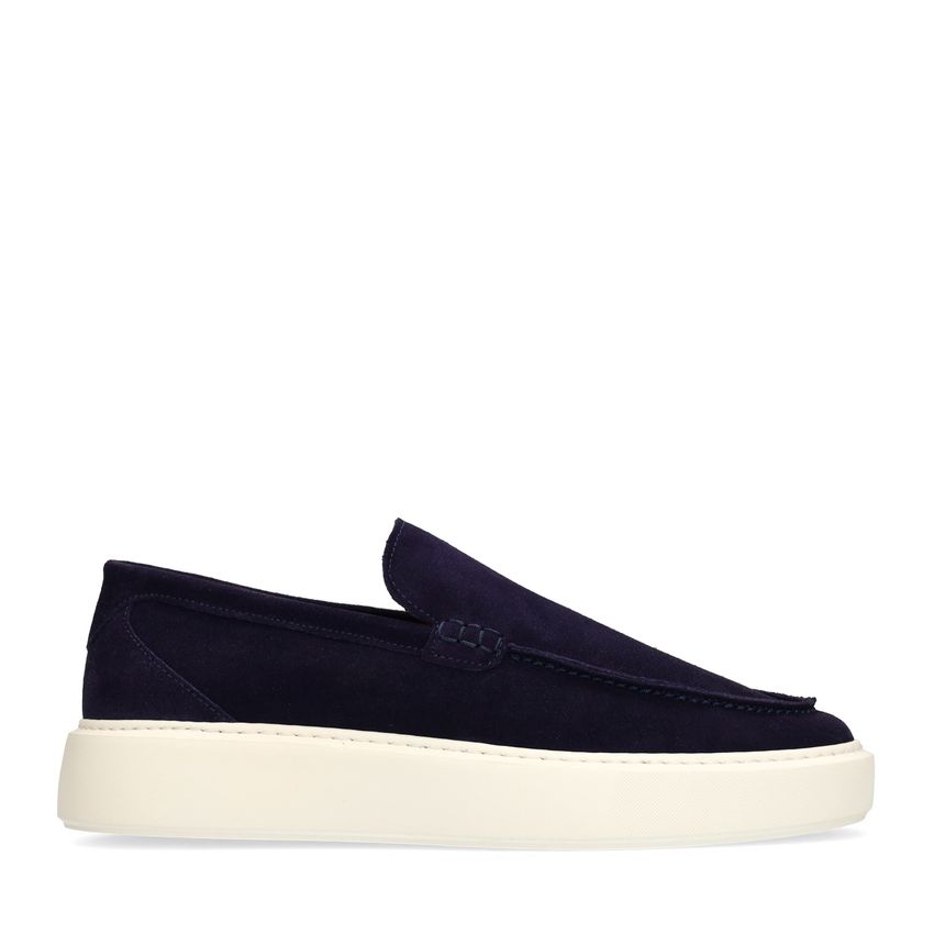 Marineblaue Veloursleder-Loafer
