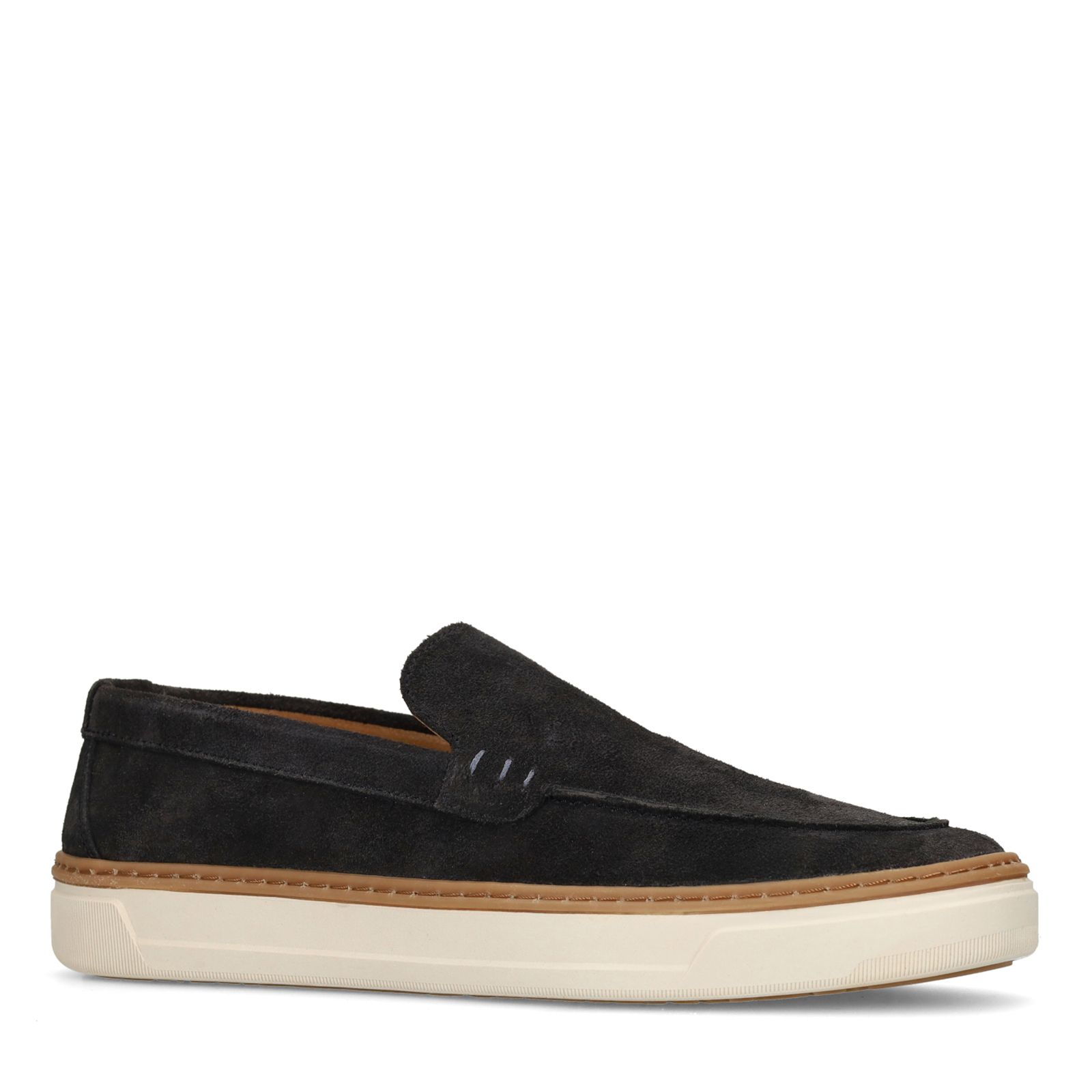 Dunkelblaue Veloursleder-Loafer