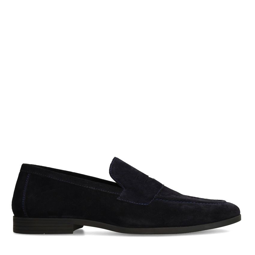 Donkerblauwe suède loafers