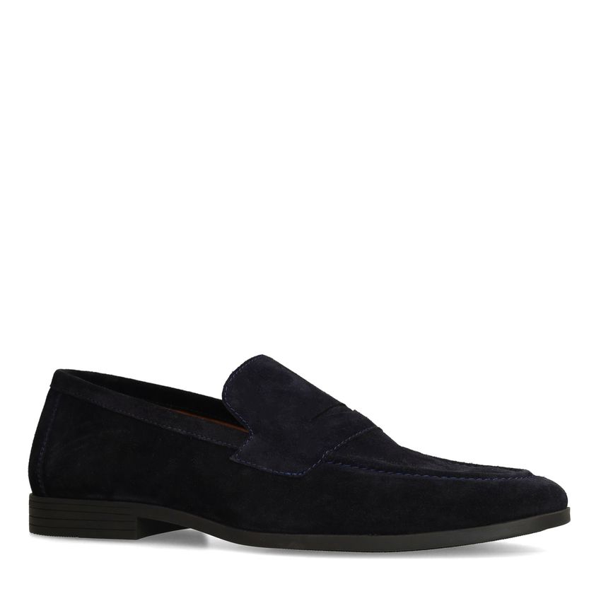 Dunkelblaue Veloursleder-Loafer