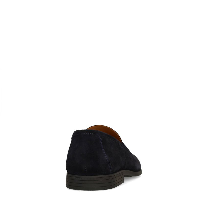 Dunkelblaue Veloursleder-Loafer