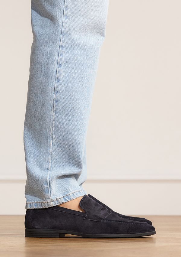 Dunkelblaue Veloursleder-Loafer