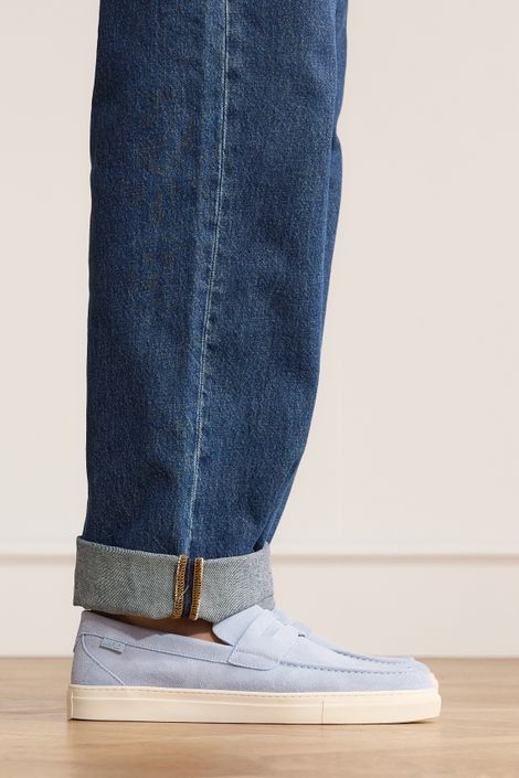 Blaue Veloursleder-Loafer