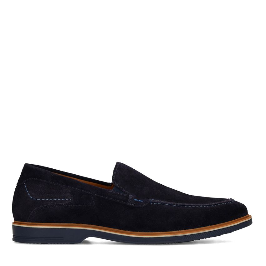 Donkerblauwe suède loafers