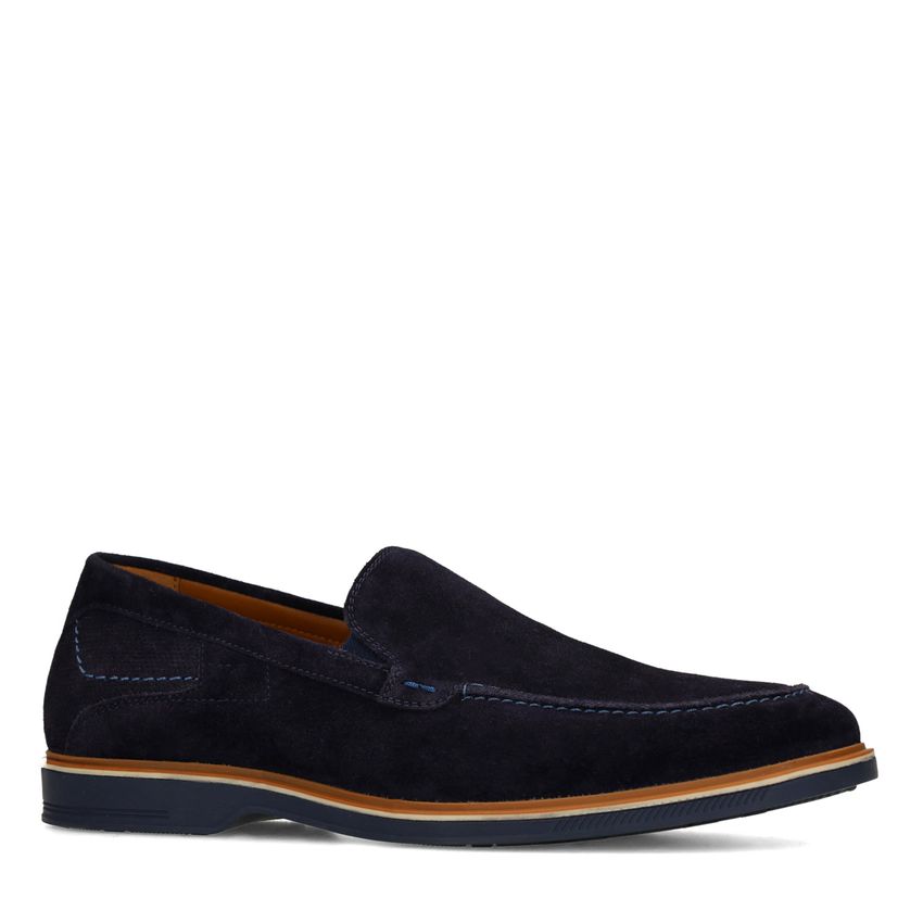 Donkerblauwe suède loafers
