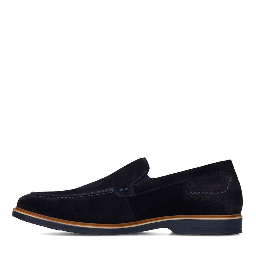 Donkerblauwe suède loafers