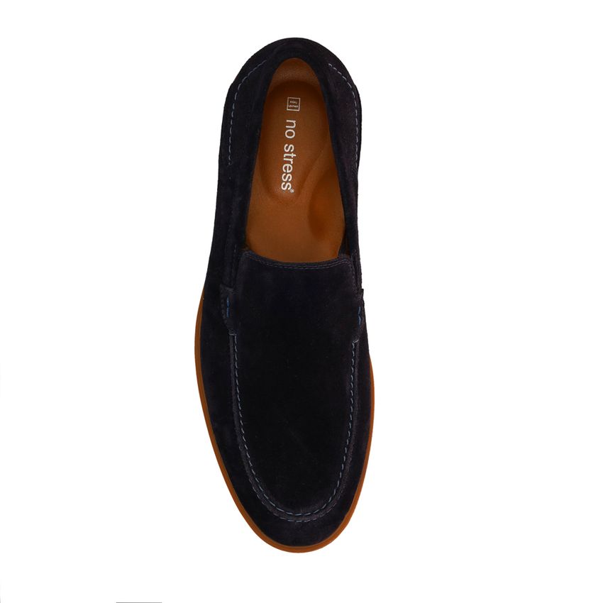 Donkerblauwe suède loafers