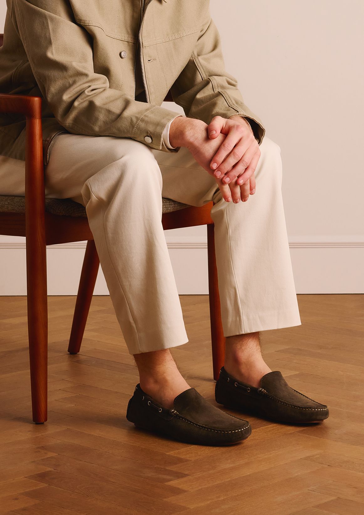 Groene suède loafers