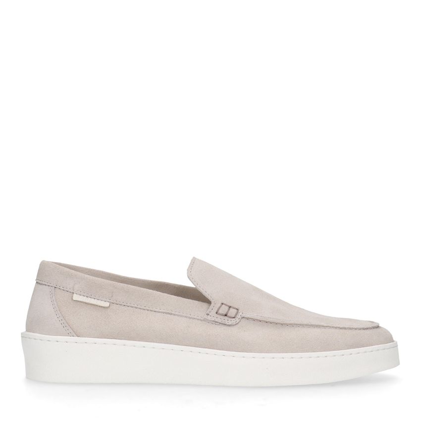 Beigefarbene Veloursleder-Loafer