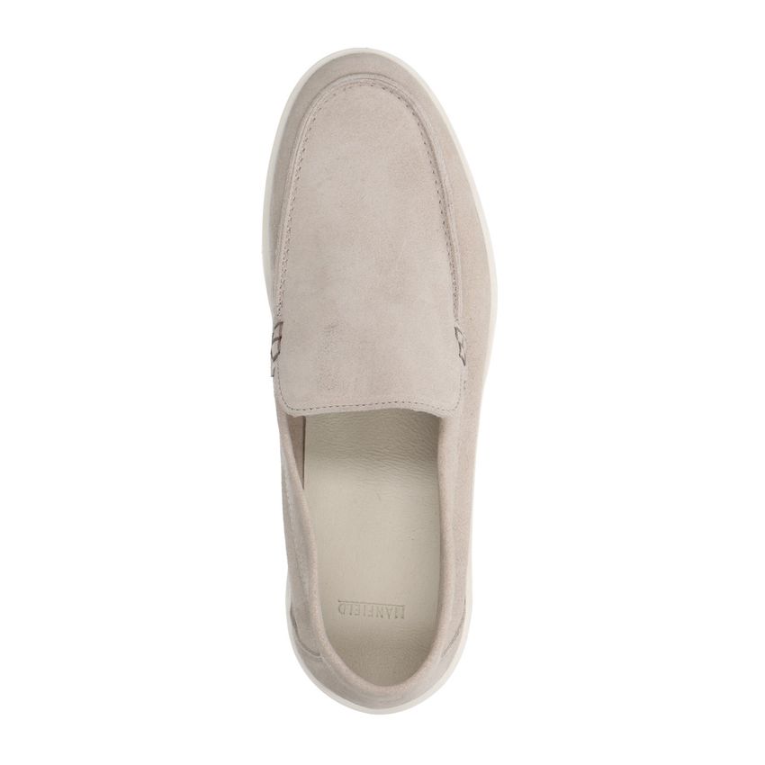 Beigefarbene Veloursleder-Loafer