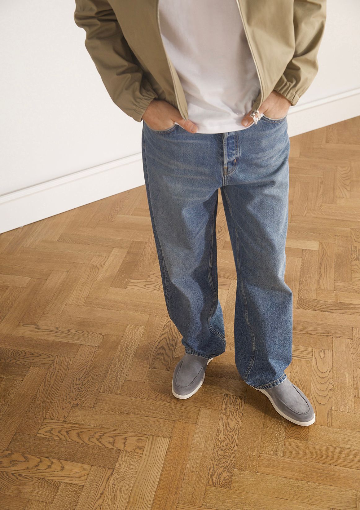 Grijze suède loafers