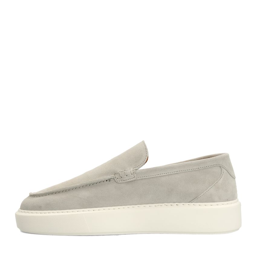 Hellgraue Veloursleder-Loafer