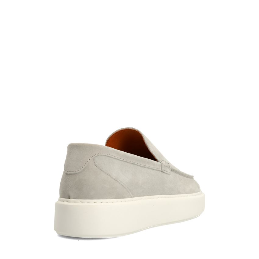 Hellgraue Veloursleder-Loafer
