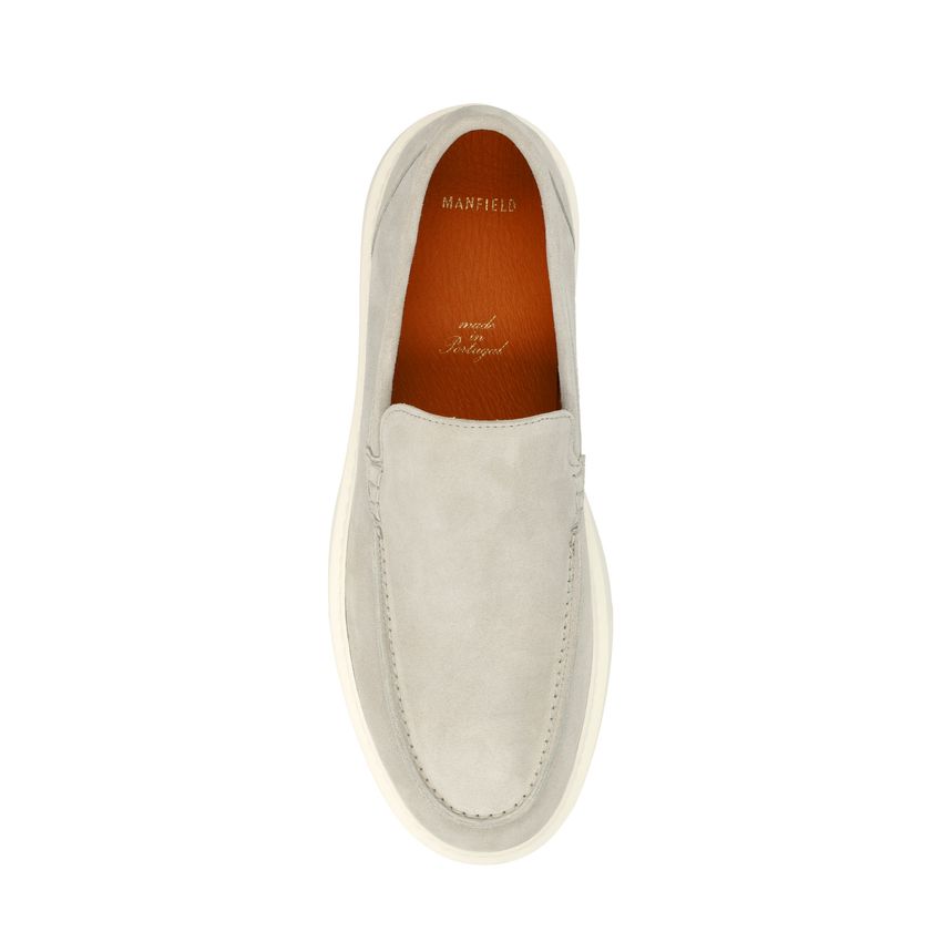Hellgraue Veloursleder-Loafer