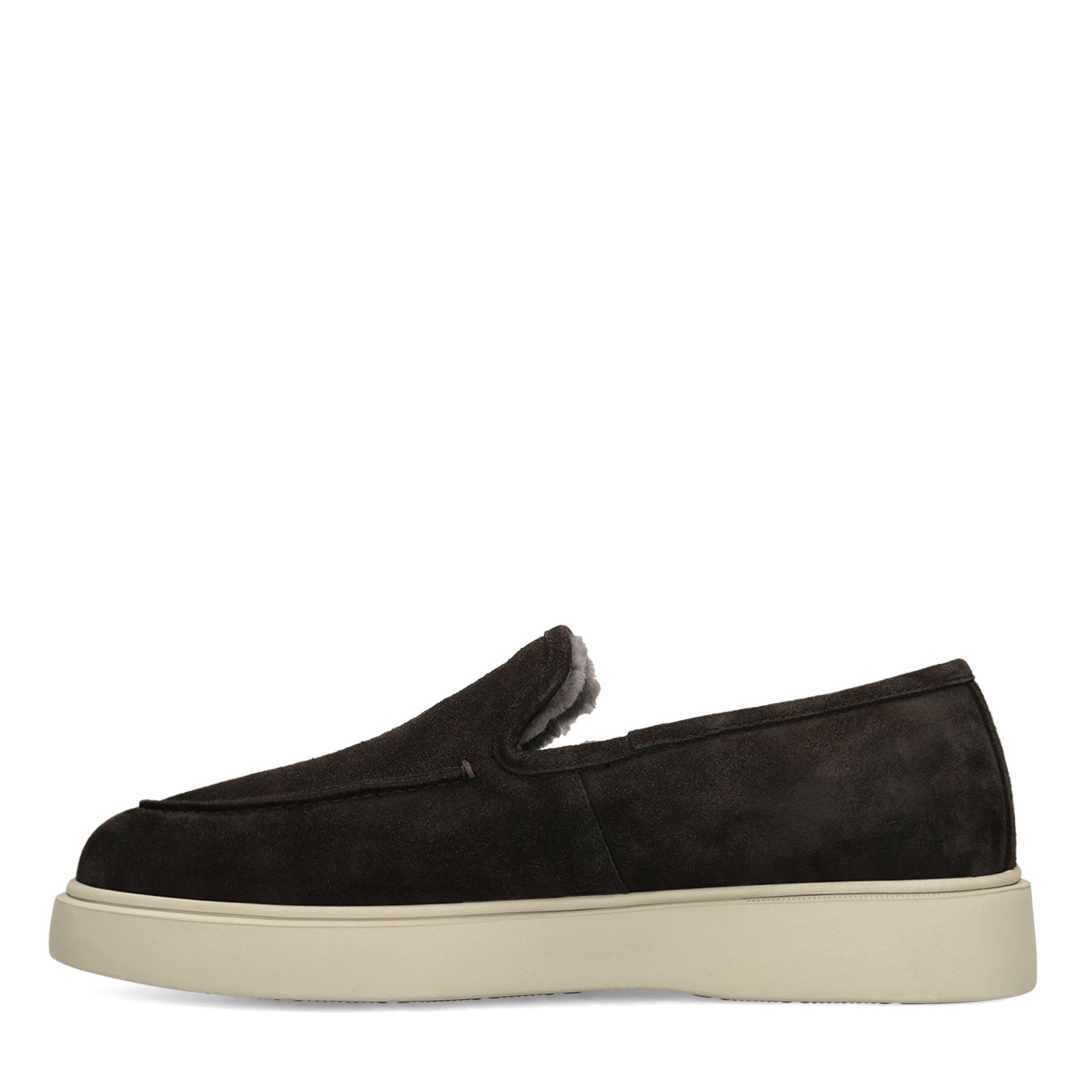 Donkergrijze suède loafers