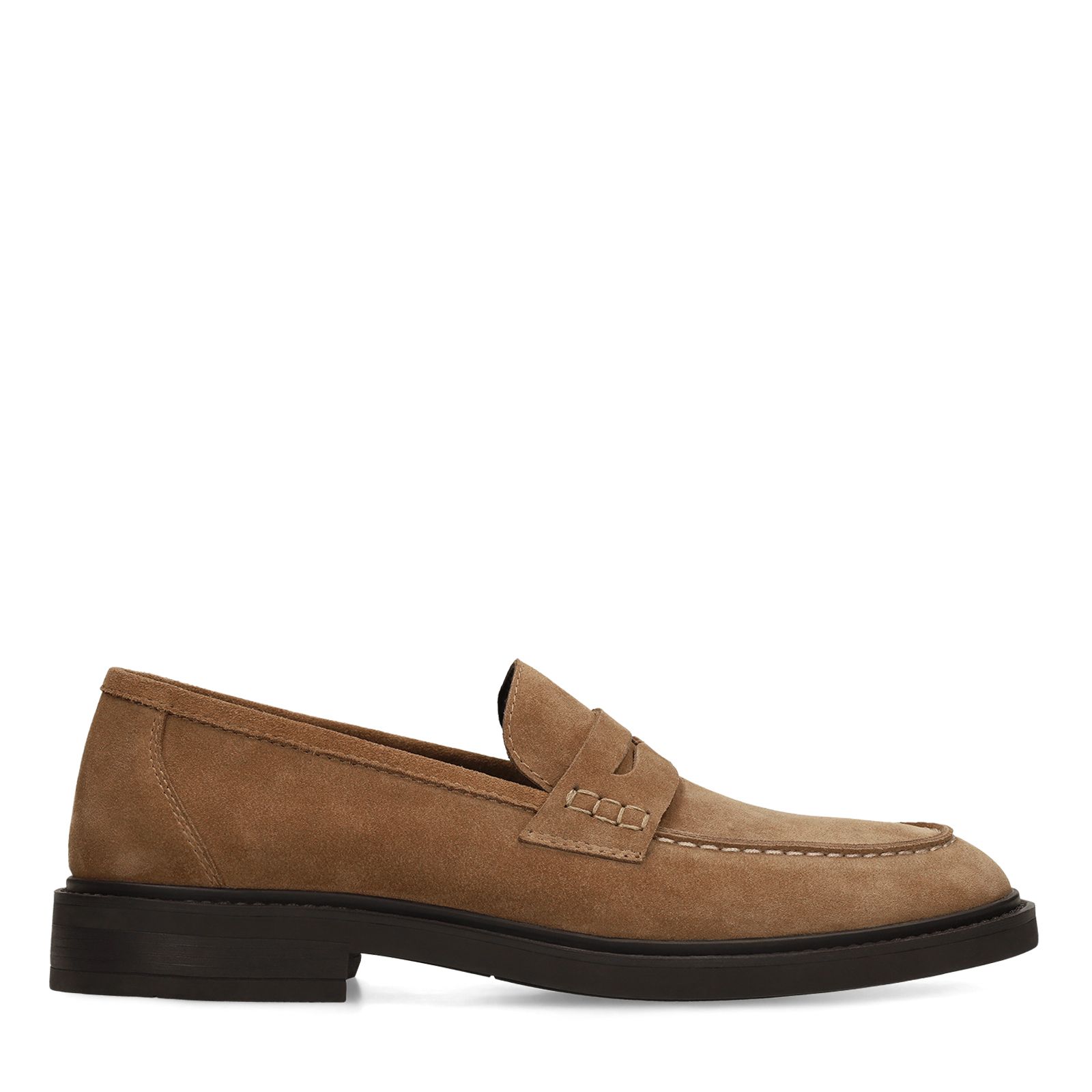 Taupefarbene Veloursleder-Loafer