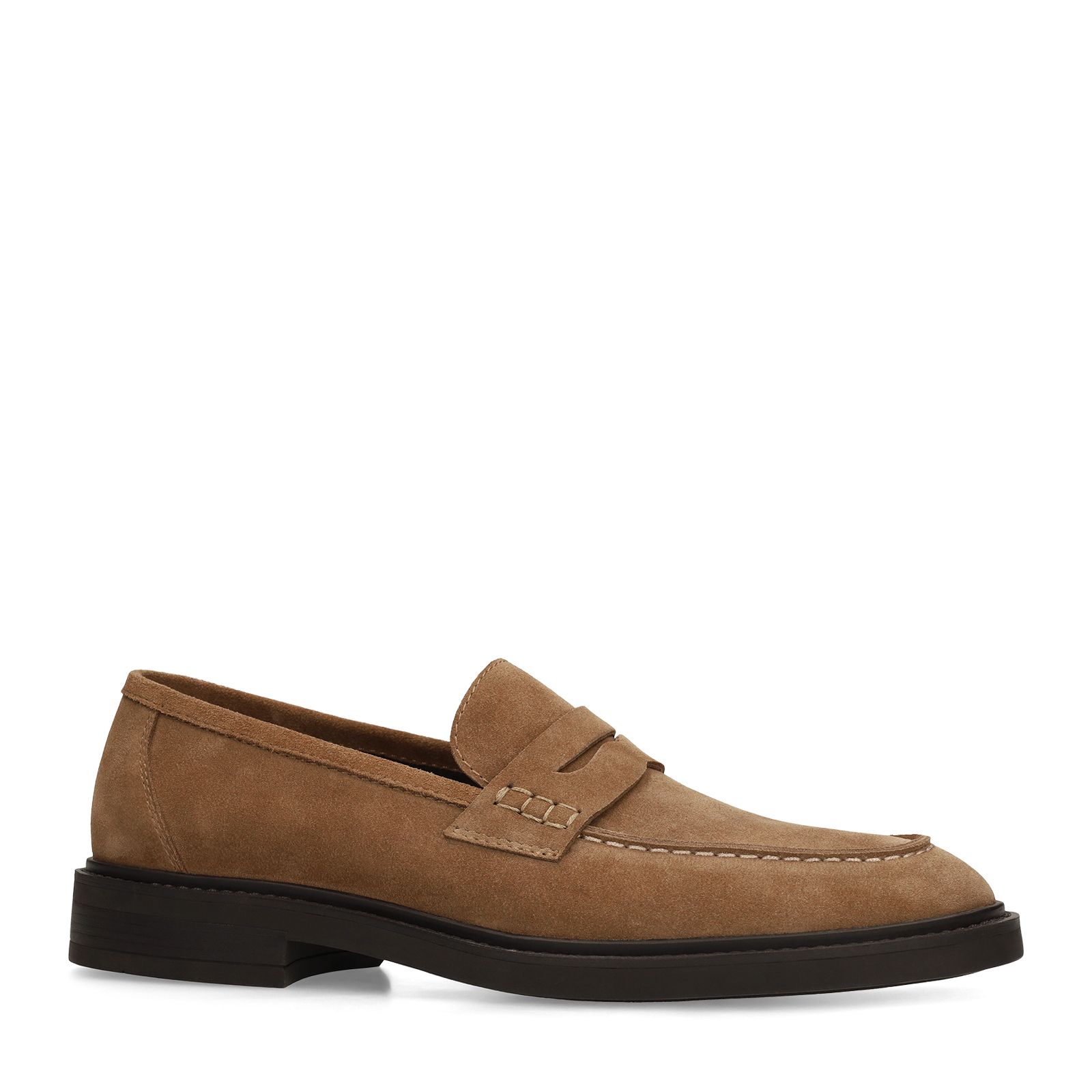 Taupefarbene Veloursleder-Loafer