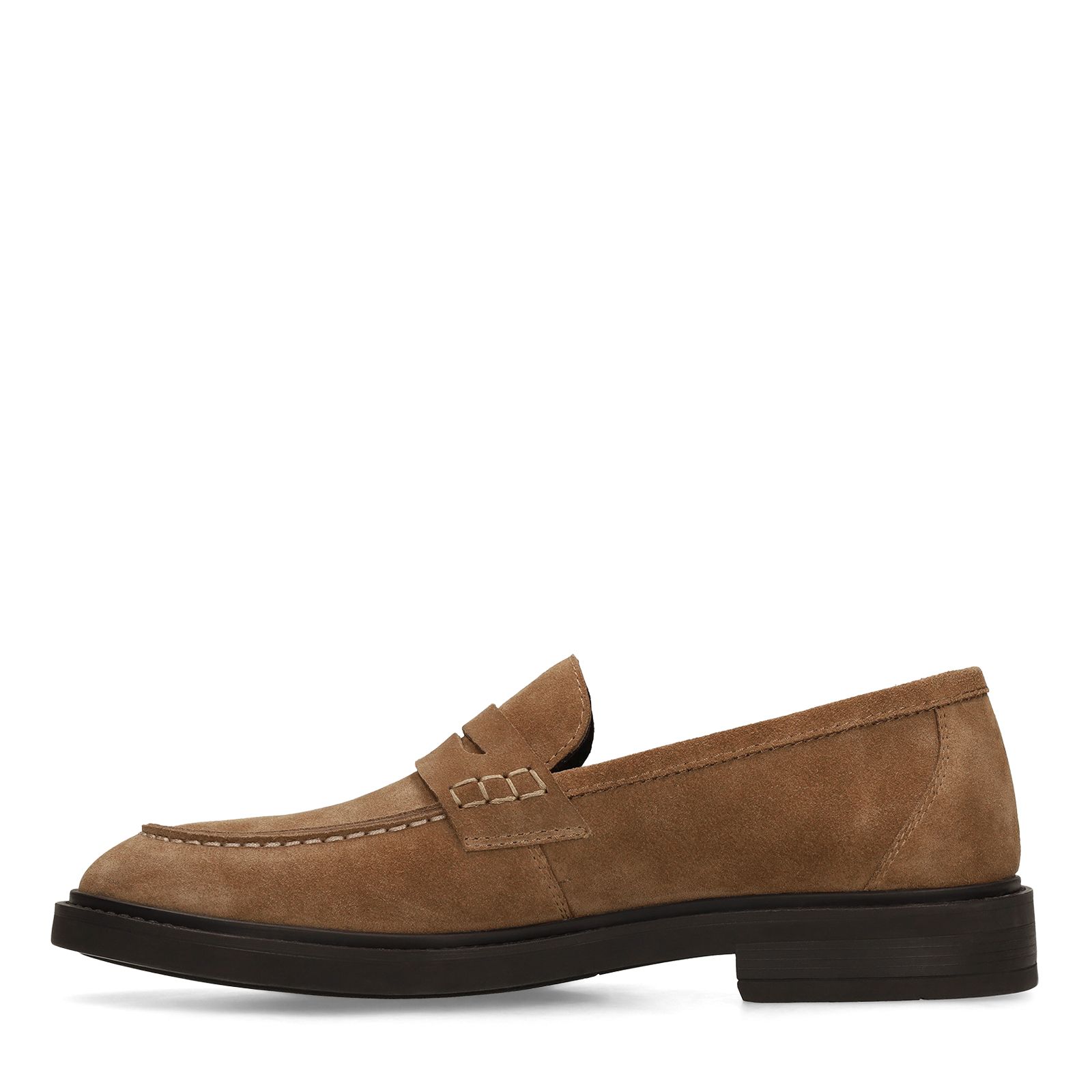 Taupefarbene Veloursleder-Loafer