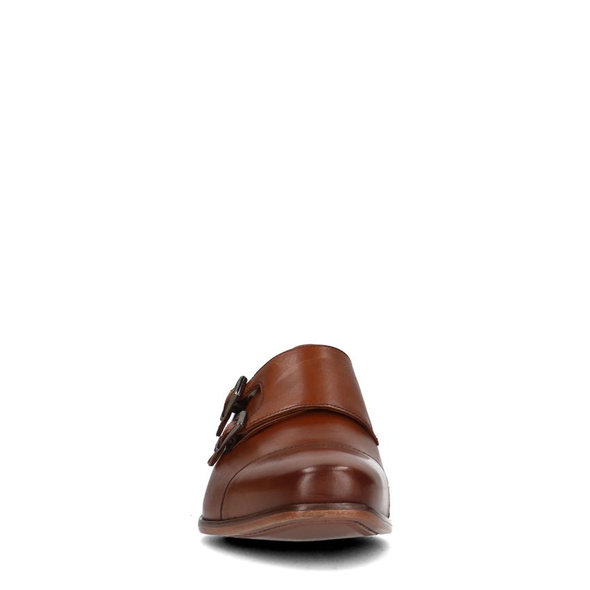 Cognac leren gespschoenen